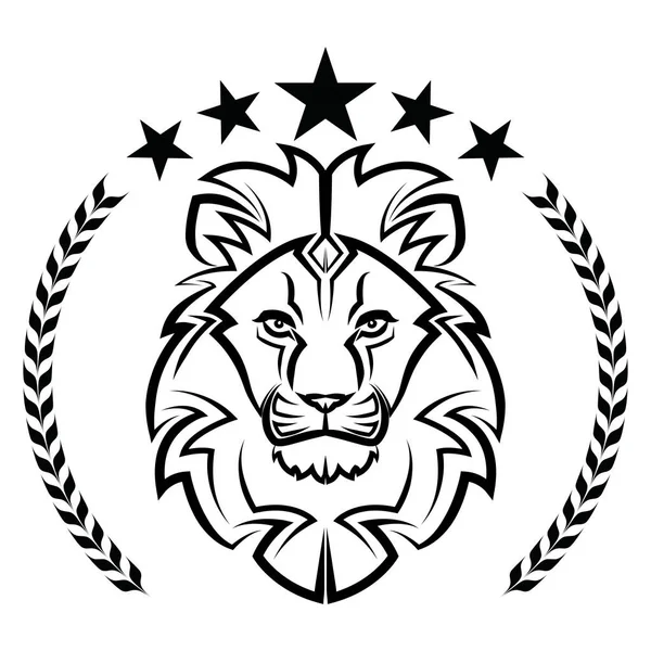 Lion Roi Vintage Logo Ligne Art — Image vectorielle