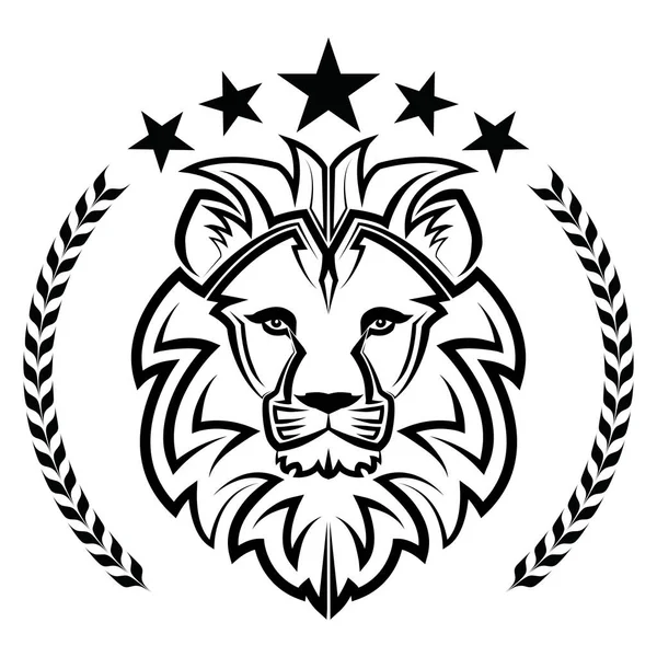 Leão Rei Logotipo Vintage Arte Linha — Vetor de Stock