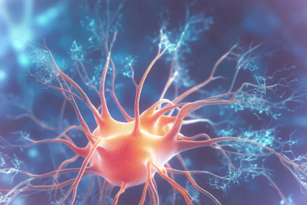 Neuron conceptual image of human nervous system. 3D illustration of neurons with vivid colors.