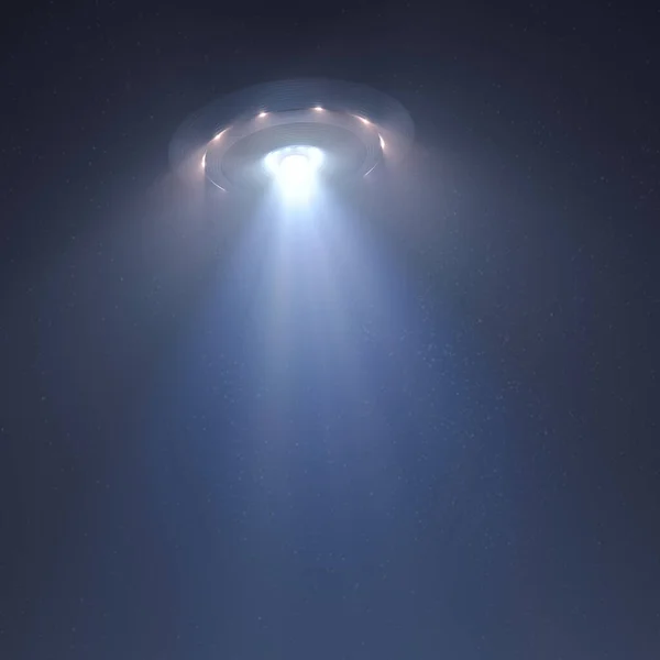 Άγνωστο Ιπτάμενο Αντικείμενο Νύχτα Ομίχλη Και Φως Από Κάτω Υποτιθέμενη — Φωτογραφία Αρχείου