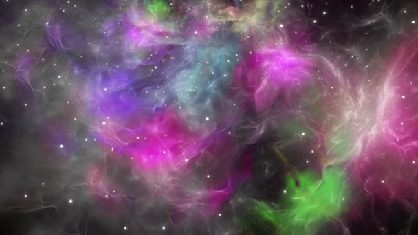 Kleurrijke Ruimte Nabula Sterren Achtergrond — Stockvideo