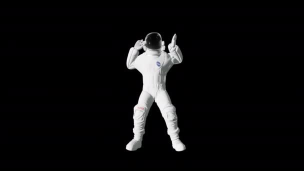 Astronaut Dans Met Alpha Channel — Stockvideo
