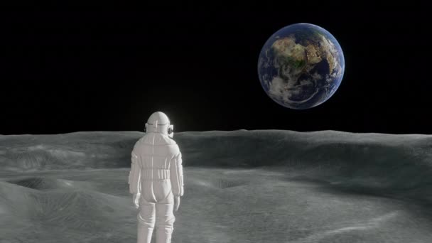 Astronaut Vesmíru Dívá Pozadí Země — Stock video