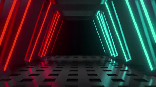 Neon Helix Tunnel Hintergrundschleife — Stockvideo