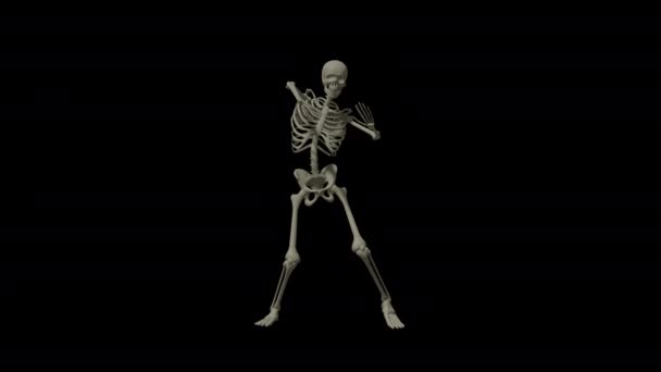 Esqueleto Danza Elemento Alfa Canal — Vídeos de Stock