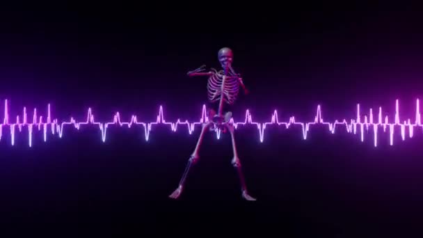 Halloween Skelet Audio Golf Achtergrond Lus — Stockvideo