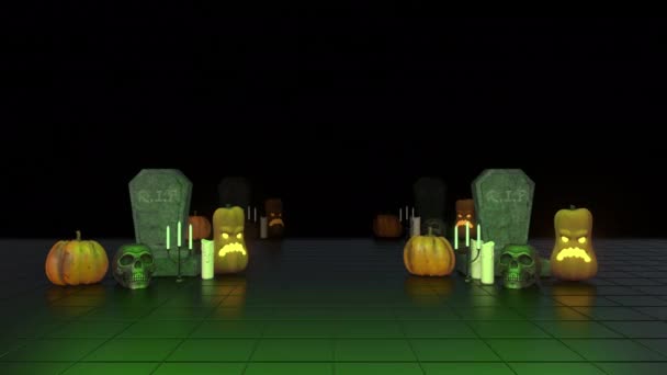 Halloween Night Decorate Background Loop — Stock Video