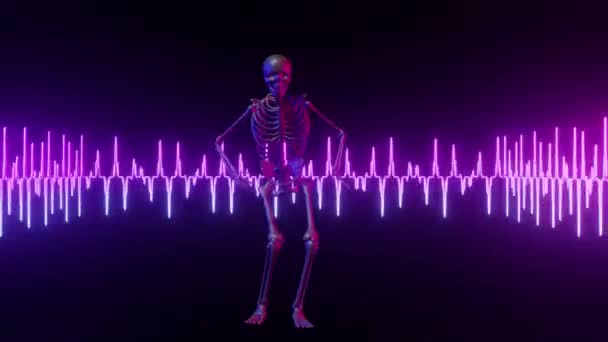 Halloween Skelett Ljud Våg Bakgrund Loop — Stockvideo