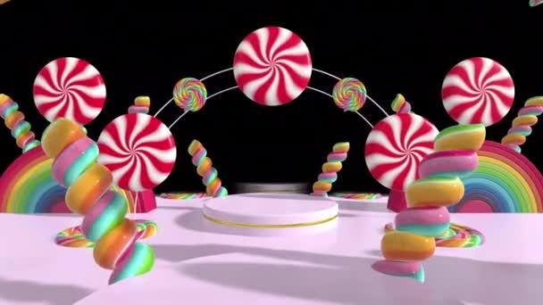 Цветной Тоннель Конфет Lolipop Background Loop — стоковое видео