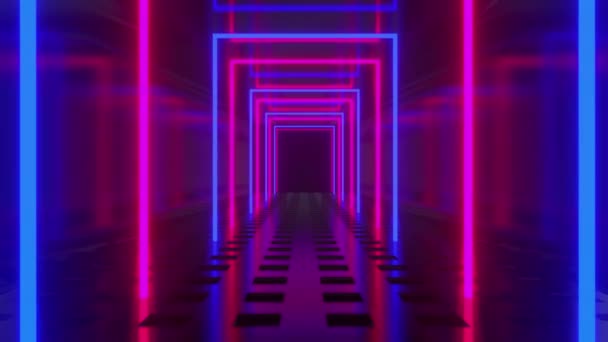 Bunte Neon Tunnel Hintergrundschleife — Stockvideo