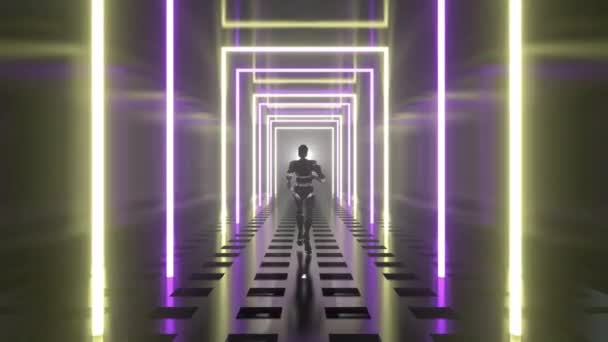 Robot Neon Tunnel Sfondo Loop — Video Stock