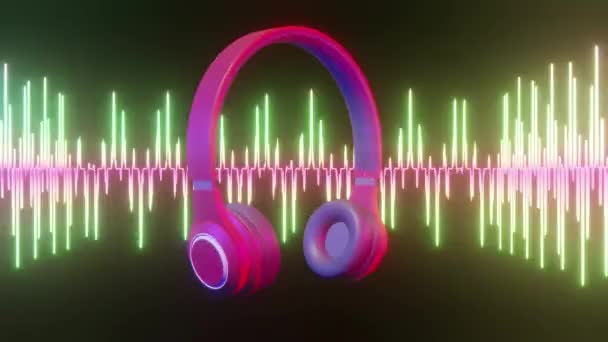 Kolorowe Słuchawki Radio Fala Tła — Wideo stockowe