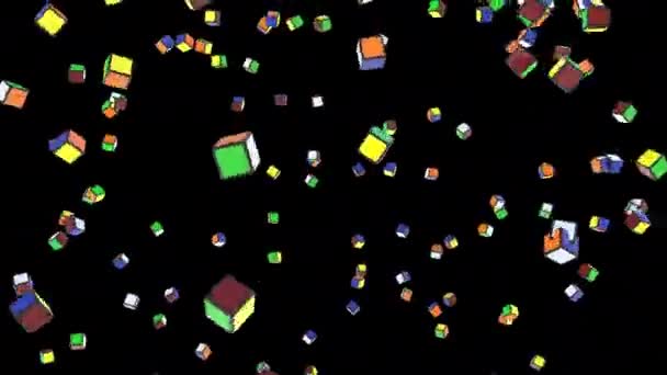 五彩缤纷的立方体爆炸元素 — 图库视频影像