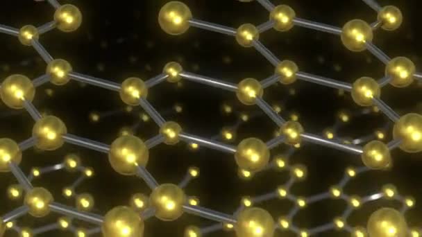 Golden Molecules Atom Background Loop — Vídeos de Stock