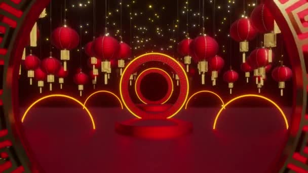 Cinesi Capodanno Lanterna Sfondo Loop — Video Stock