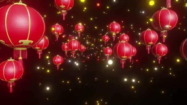 Cinesi Capodanno Lanterna Sfondo Loop — Video Stock