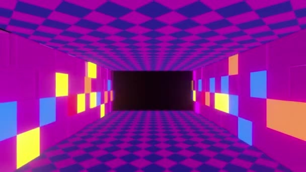 Abstrakte Minimal Hall Mit Buntem Licht — Stockvideo