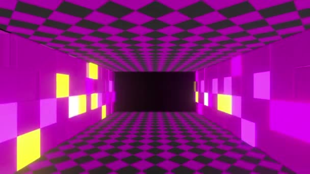 Abstrakt Minimalt Hall Med Färgglada Ljus — Stockvideo
