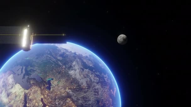 地球和月球空间背景 — 图库视频影像