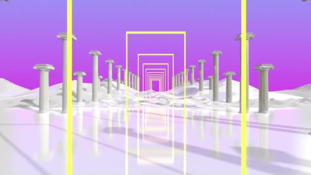 Kolumn Rektangel Neon Bakgrund Loop — Stockvideo
