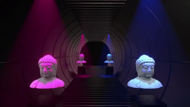 Posąg Głowy Buddy Pętla Tła — Wideo stockowe