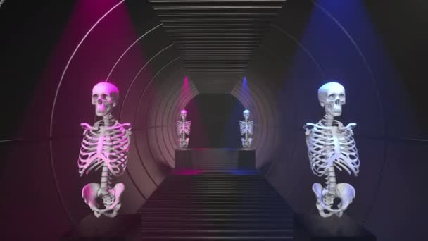 Esqueleto Abstrato Túnel Fundo Loop — Vídeo de Stock