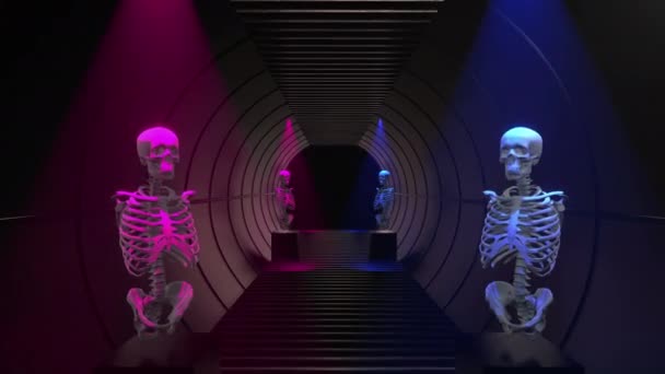 Abatract Skeleton Tunnel Background Loop — Stock Video