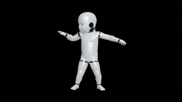 Baile Robot Bebé Con Canal Alfa — Vídeo de stock