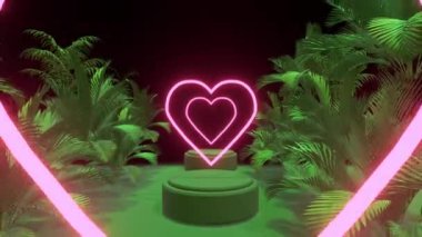 Neon Heart Palm Yaprak Arkaplan ve Döngü