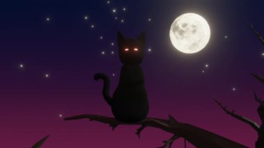 Cadılar Bayramı Kedi Gecesi Arkaplanı ve Döngüsü