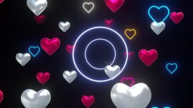 Valentine Heart Neon Tüneli Arkaplan ve Döngü