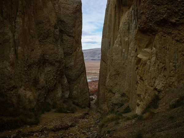 Deschiderea Decalajului Cliff Omarama Clay Cliffs Nămol Eroziune Naturală Geologică — Fotografie, imagine de stoc