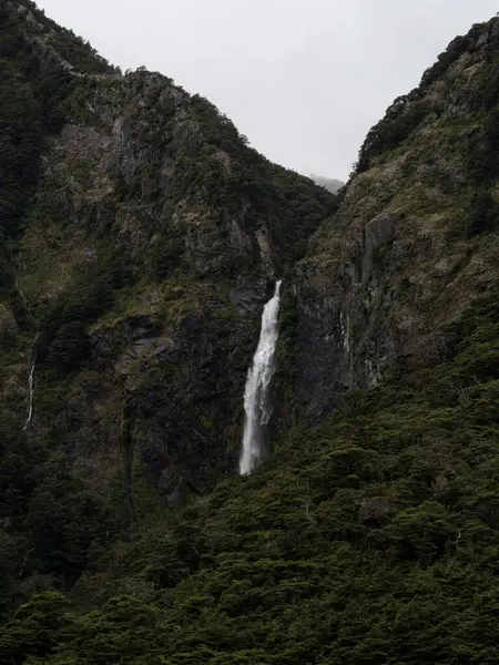 stock image Devil's Punchbowl Falls roaring waterfall in lush green beech forest vegetation at Arthur's Pass Canterbury Southern Alps South Island New Zealand