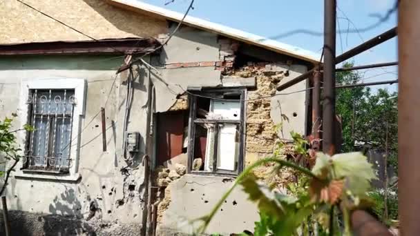 Distrutto Edificio Residenziale Durante Guerra Guerra Russo Ucraina Casa Distrutta — Video Stock