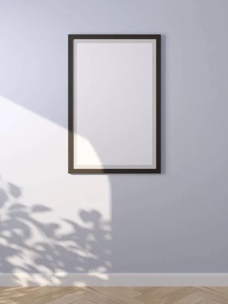 Візуалізація Порожньої Рами Стіні Чорна Рамка Стіні Променями Від Сонця — стокове фото