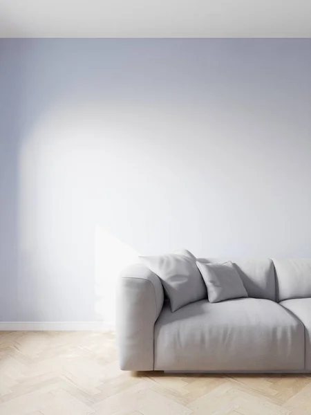 Prázdný Interiér Pohovkou Stěnou Gray Pohovka Interiéru Volným Místem Zdi — Stock fotografie