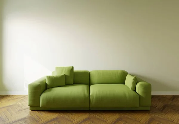 Leere Innenmockup Mit Sofa Und Wand Grünes Sofa Innenraum Mit — Stockfoto