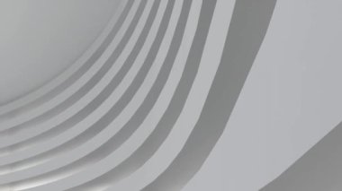 Mimari elementlerin üç boyutlu soyut animasyonu. Güneş ışığıyla beyaz minimalist çizgiler.