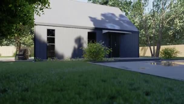Video Van Een Klein Schuurtje Modern Huis Met Een Metalen — Stockvideo