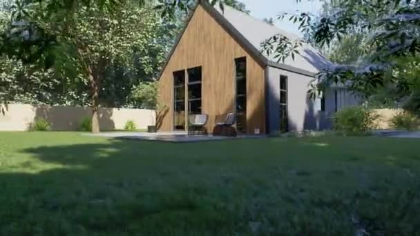 Video Una Piccola Casa Stile Fienile Casa Moderna Con Tetto — Video Stock