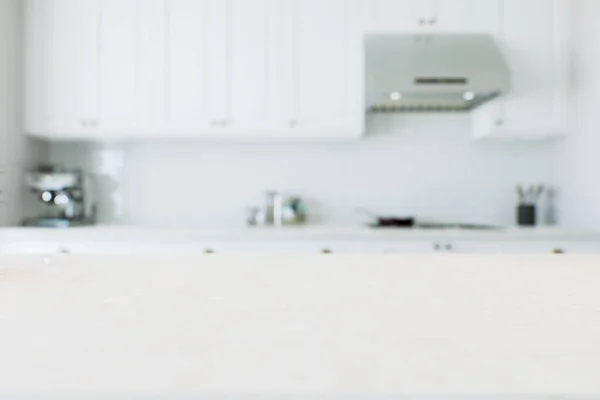 Macro Focus Kitchen Countertop Product Presentation Advertising White Kitchen Marble — Stock Photo, Image