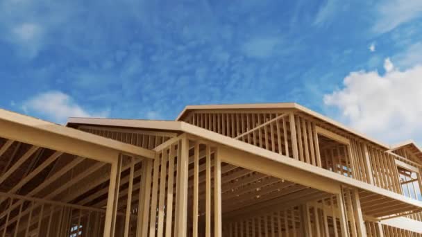 Výstavba Rámového Domu Koncepční Video Zastavěného Rámového Domu Dřevěný Rám — Stock video
