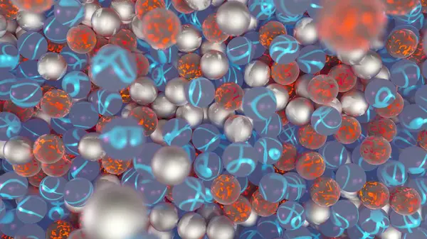 Bilim ve kimyayı etkin bir şekilde temsil eden molekül ve atomların canlı ve soyut bir çizimi.