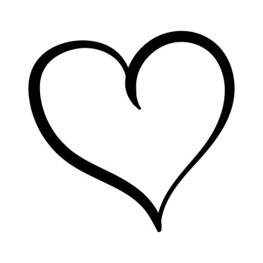 Kalp çizgisi sanat tarzı. Sevgililer Günü için kalp. Beyaz arkaplanda izole edilmiş elle çizilmiş vektör illüstrasyonu.