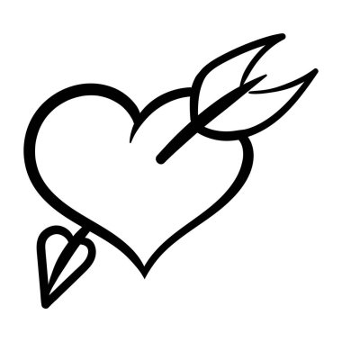 Kalp çizgisi sanat tarzı. Sevgililer Günü için kalp. Beyaz arkaplanda izole edilmiş elle çizilmiş vektör illüstrasyonu.