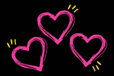 Sevimli kalp çizgisi sanat tarzı. Sevgililer Günü için kalp. Beyaz arkaplanda izole edilmiş elle çizilmiş vektör illüstrasyonu.