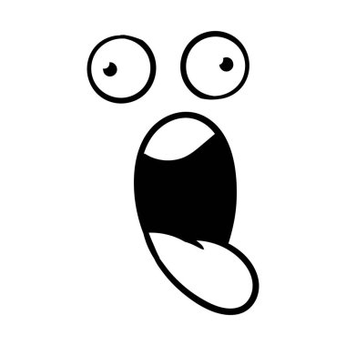 Komik duygu. Çizgi film yüz ifadesi. Çizgi çalışması. Beyaz arkaplanda izole edilmiş elle çizilmiş vektör illüstrasyonu.