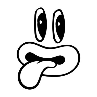 Komik duygu. Çizgi film yüz ifadesi. Çizgi çalışması. Beyaz arkaplanda izole edilmiş elle çizilmiş vektör illüstrasyonu.