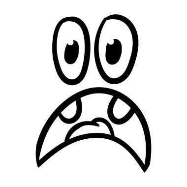 Komik duygu. Çizgi film yüz ifadesi. Çizgi çalışması. Beyaz arkaplanda izole edilmiş elle çizilmiş vektör illüstrasyonu.