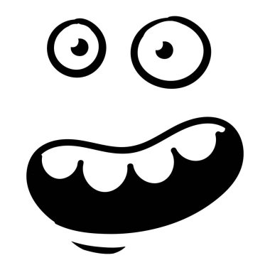 Komik duygu. Çizgi film yüz ifadesi. Çizgi çalışması. Beyaz arkaplanda izole edilmiş elle çizilmiş vektör illüstrasyonu.